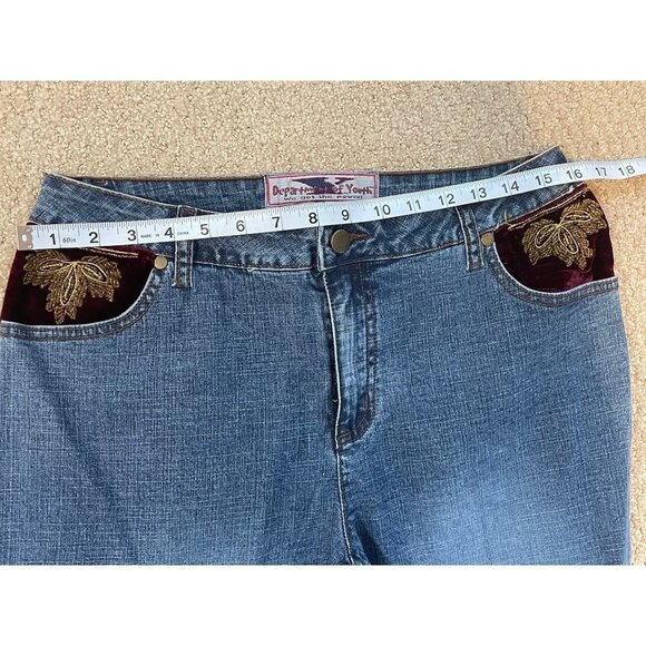 Vintage 90s Y2K Mid Rise Bootcut Relaxed Fit Embroidered Pockets Denim Jeans - Picture 8 of 12